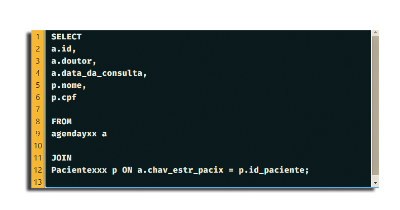 Código SQL da atividade